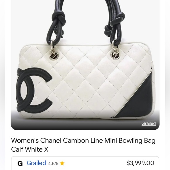 CHANEL ❤️🌟 CAMBON LIGNE MINI BOWLER BAG QUILTED CALF BEIGE LEATHER⭐️ - Picture 16 of 16